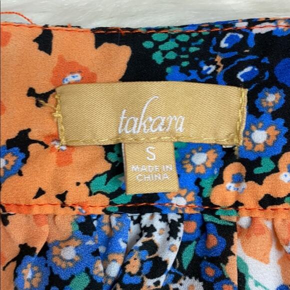 Takara Floral Peasant Tie Tassel Blouse Small - Picture 5 of 6